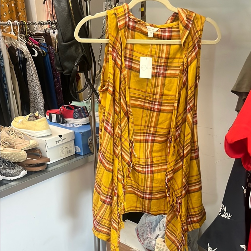 Yellow Plaid Sleeveless Top